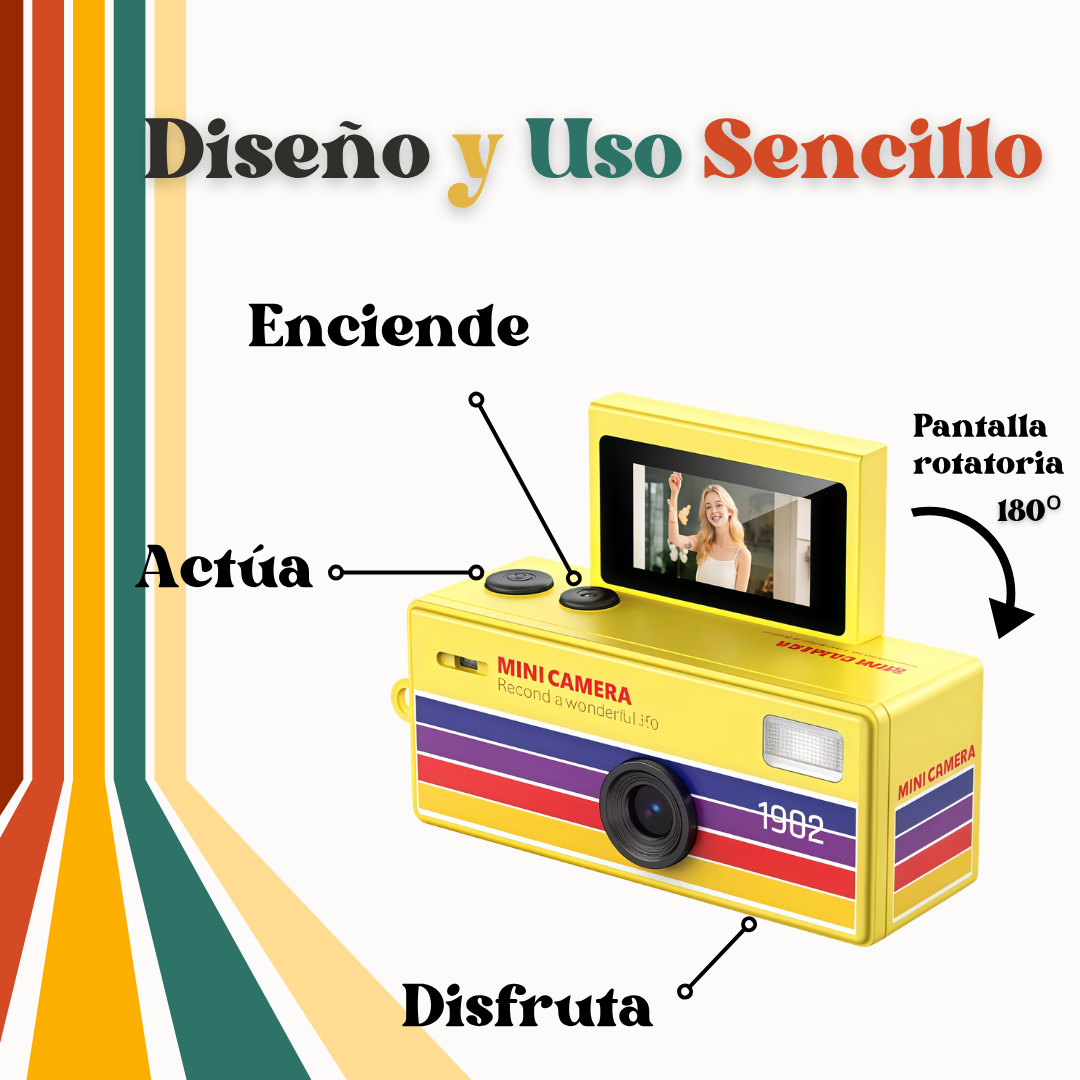 Mini Cámara Retro Portátil HD + 16GB de Memoria